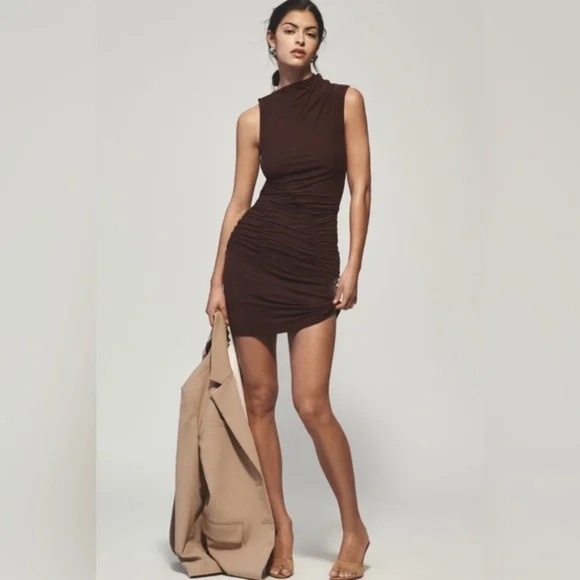 NWT By Anthropologie Ruched Mock-Neck Knit Dress Sz L - Picture 5 of 10